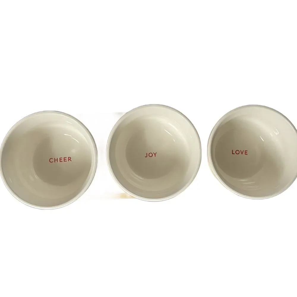 Hallmark Vintage 1970’s Trio of Small Ceramic Serving Bowls on Wooden Block